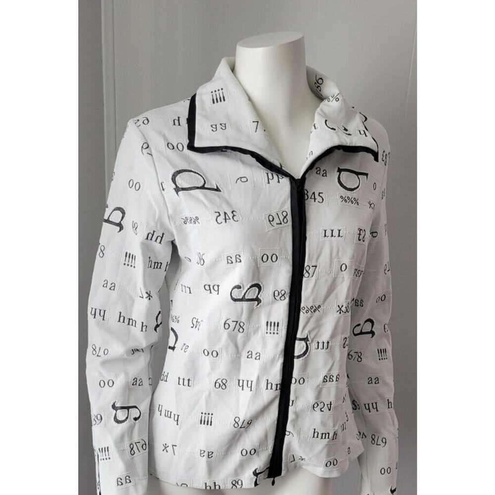 Rayure Paris White Black Polyamide Numbers Print zip Jacket Size 46